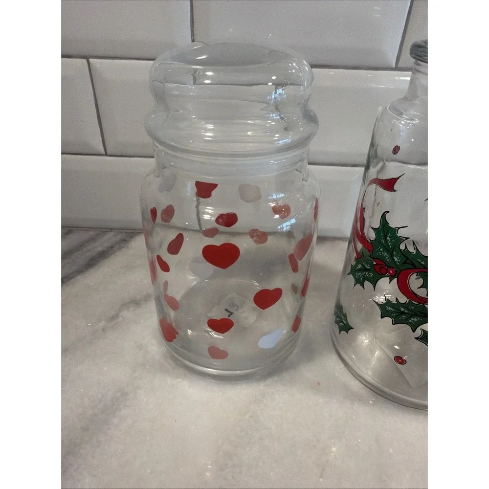 Lot Of 3 Vintage Libbey/Anchor Hocking Candy‎ Jars Valentine/halloween/xmas 0001